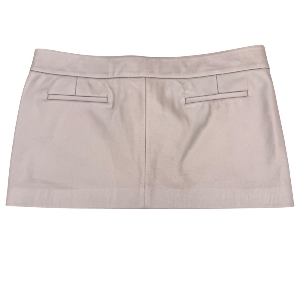 LAMARQUE Inaya Ash Grey Lamb Leather Micro Mini Trouser Skirt NWT Size Medium - Picture 4 of 9